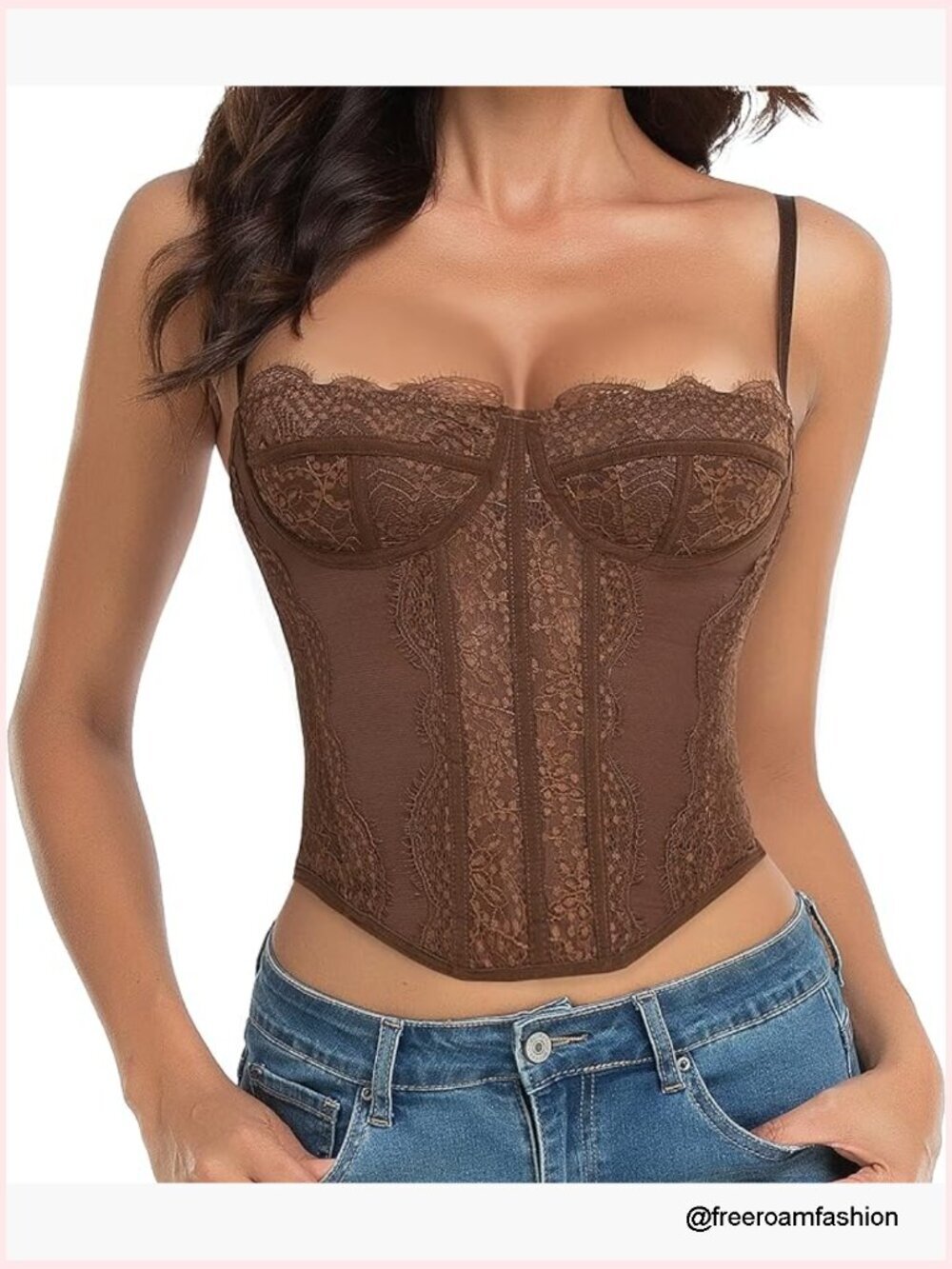 Lace Bustier Corset Top with Buckle Sweetheart Neck Y2K - XS